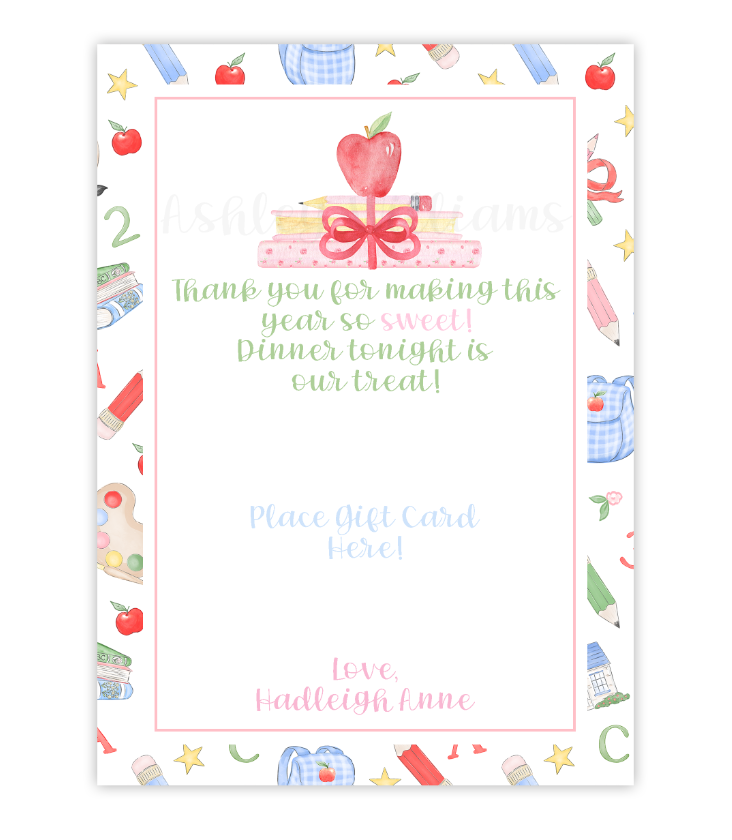 So Sweet Teacher Card Printable