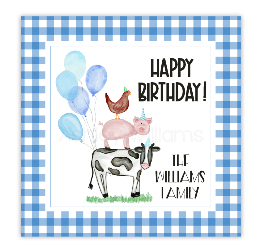 Blue Farm Birthday Gift Tag